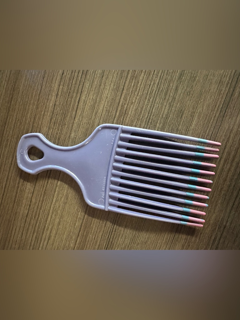Vintage hair comb/pick purple w/pink and teal accent colors